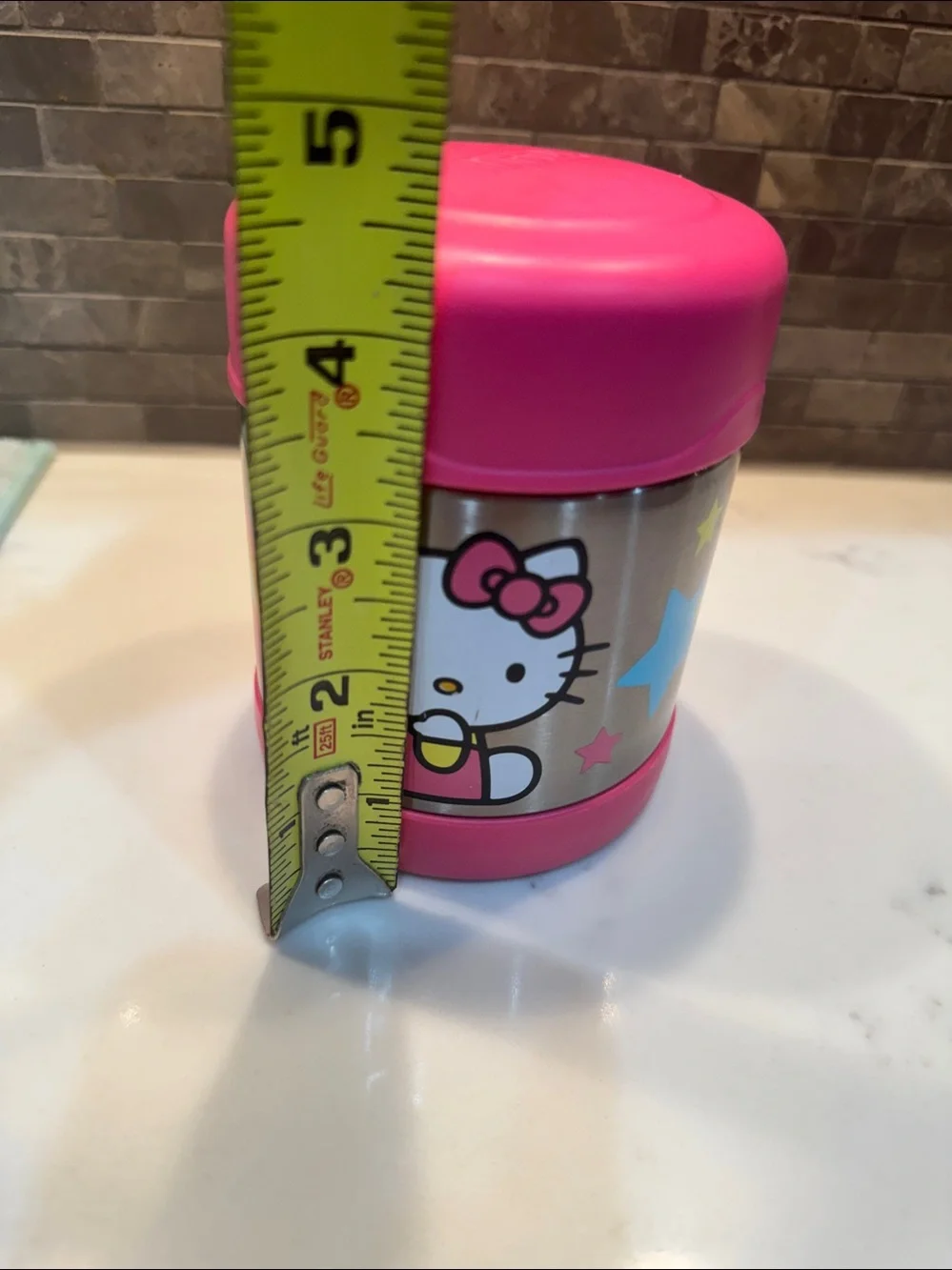 Hello Kitty Pink Stainless Steel Snack Container with Stars